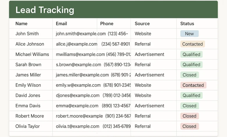 lead tracking spreadsheet tool